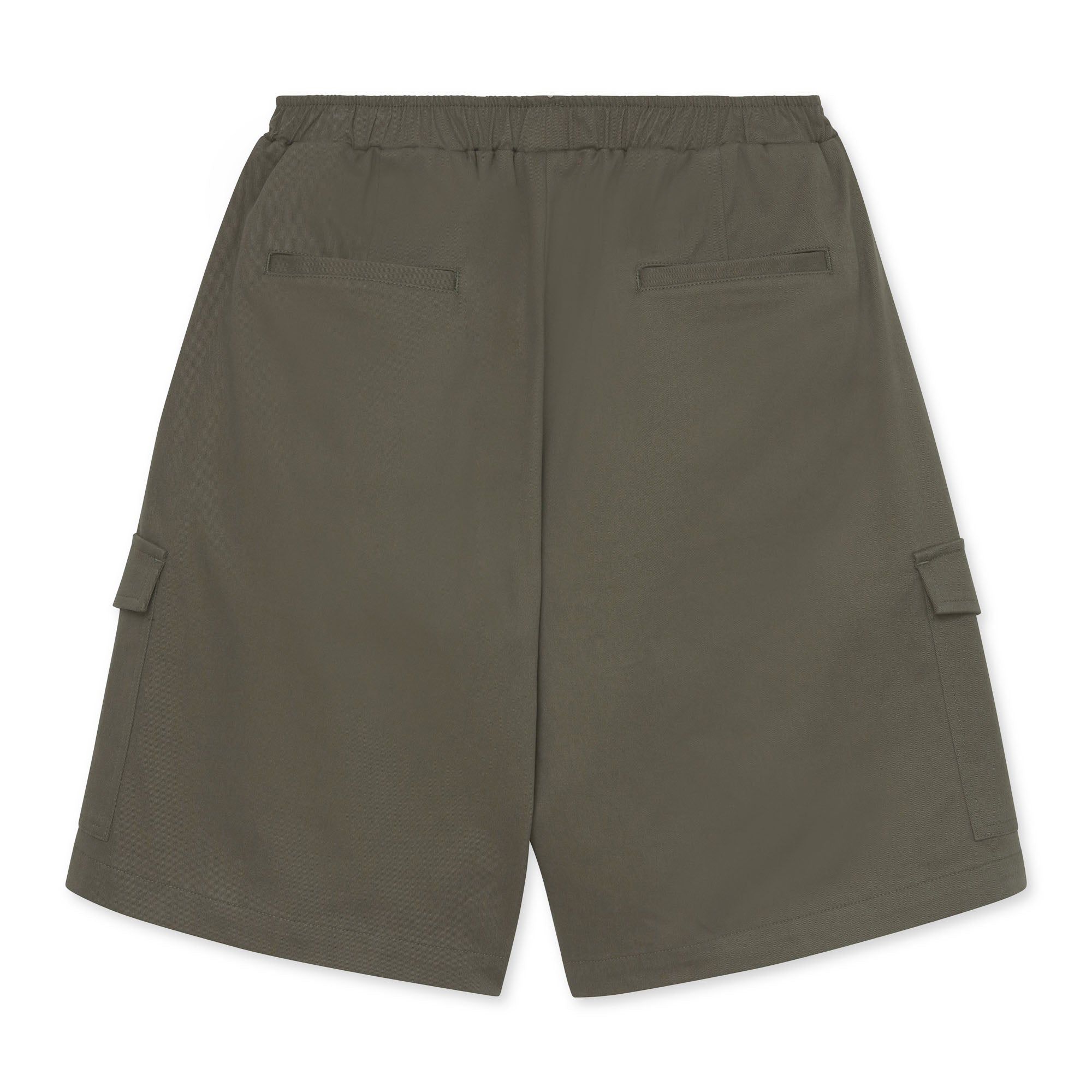 Olive green Bermuda shorts on a white background