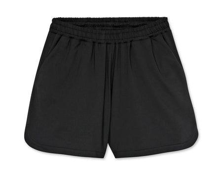 Black shorts on a white background.
