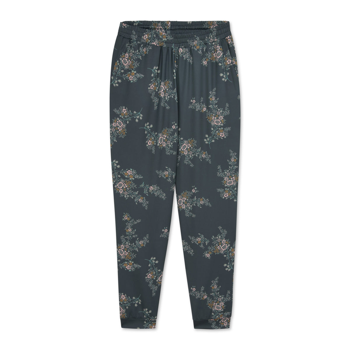 Floral-patterned pants on a white background