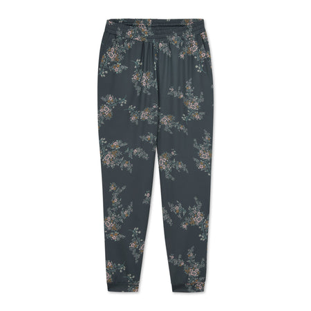 Floral-patterned pants on a white background