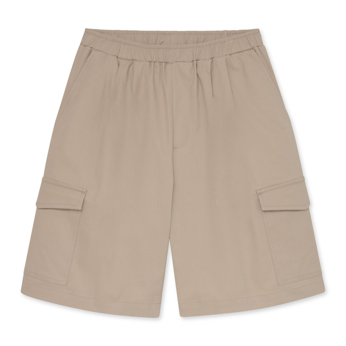 Khaki Bermuda shorts on a white background