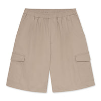 Khaki Bermuda shorts on a white background