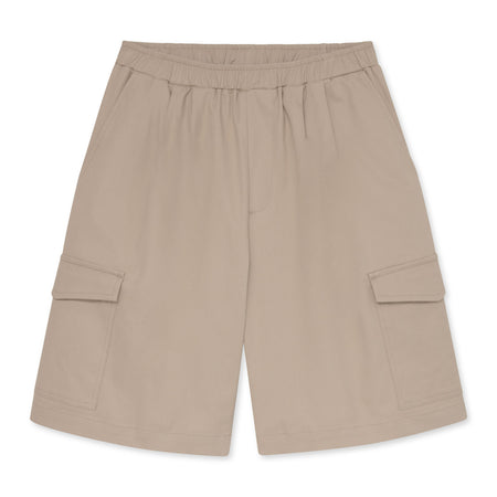 Khaki Bermuda shorts on a white background
