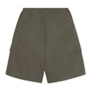 Olive green Bermuda shorts on a white background