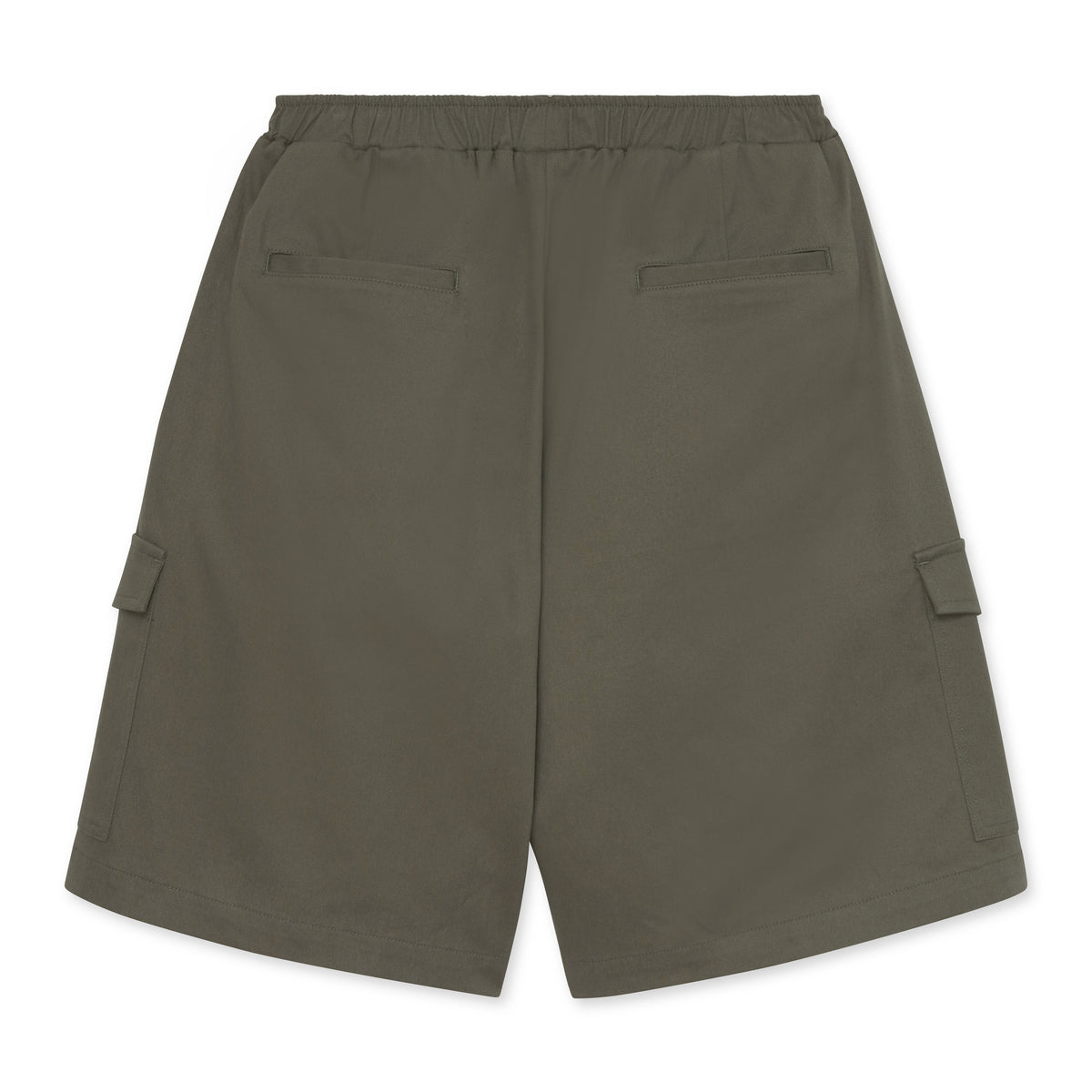 Olive green Bermuda shorts on a white background
