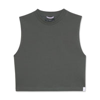 Gray cropped tank top on a white background