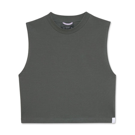 Gray cropped tank top on a white background