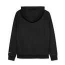 Black hoodie with a brand logo on the back against a white background