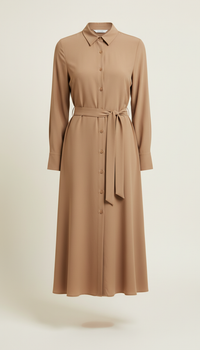 Muted camel shirt dress