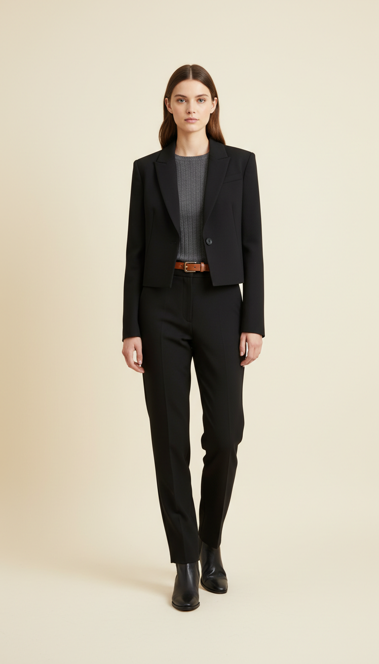 Jet black cropped blazer